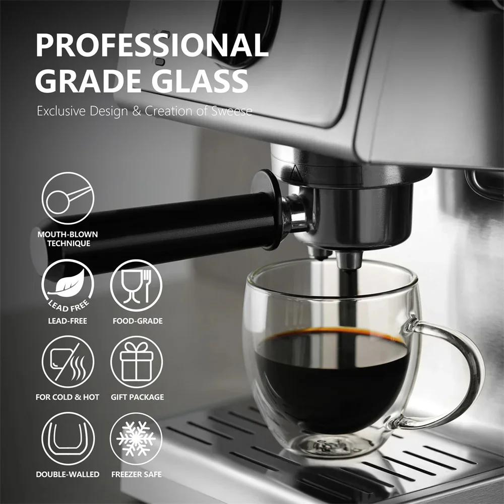 Glass mug 250/350/450ml double-walled borosilicate for cold or hot water juice milk coffee whiskey