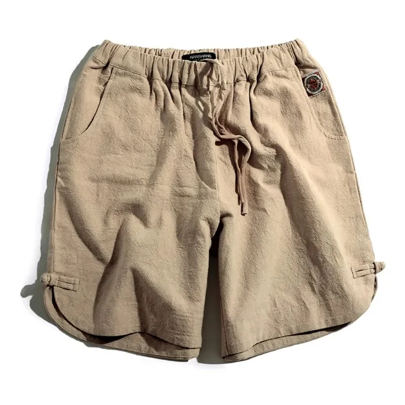 

Shorts Men Beach Short Homme Fashion Clohting Linen Breathable Lighweight Elastic Waist Loose Fit Bermudas 2023