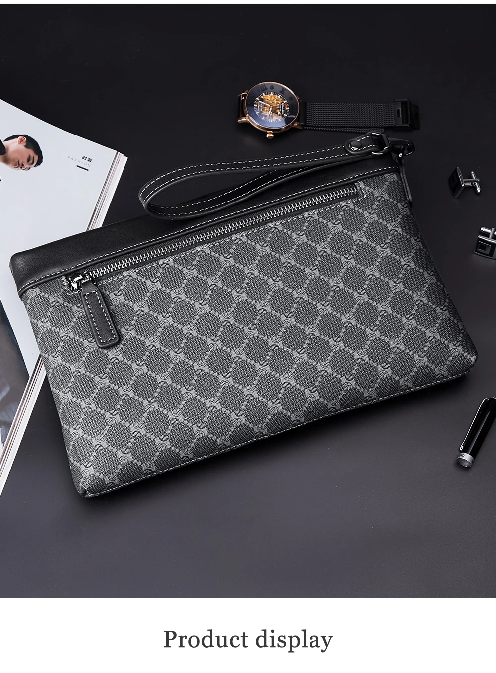 Dante Men'S Clutch Bag Man Bag Purse Long Zipper High-Quality Design Business Men'S High-End Luxury Fashion Men Handbag Pouch