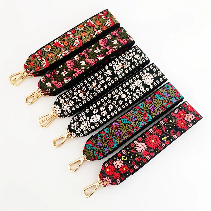 Retro Embroidery 100CM Strap For O Bag Cross Body Decorative Handbag Straps Adjustable Purse Belt Wallet Straps Fabric Bag Belt