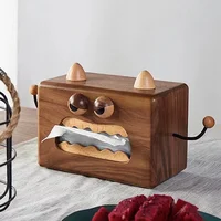 Wooden Little Freak Tissue Box, Wood Simple Drawing Paper Case 1