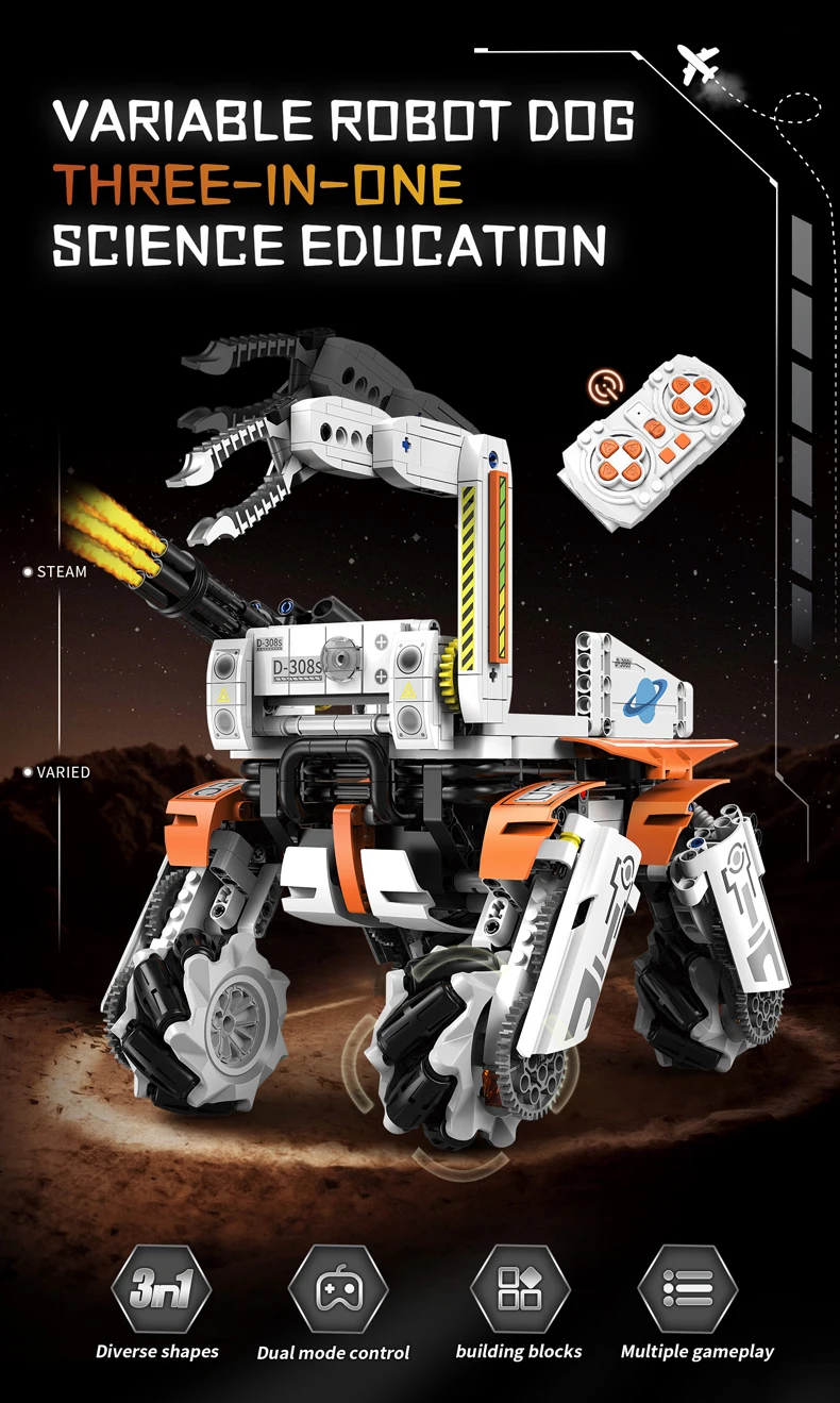 Technical Intelligent Robot Dog Forklift Loader Door frame APP Remote Control Building Blocks Bricks Programming Gift Set