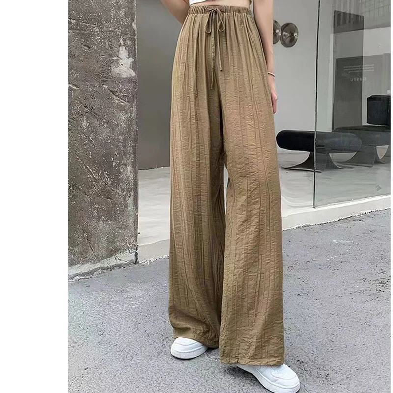 

Summer Fashion Folds Women Wide Leg Pants Japan Style Casual Streetwear Loose Pants Harajuku All Match Female Straight Trousers