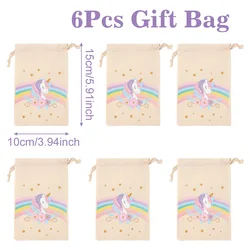 Rainbow Unicorn Birthday Party Supplies - Disposable Tableware and Decorations (Cotton Bag)