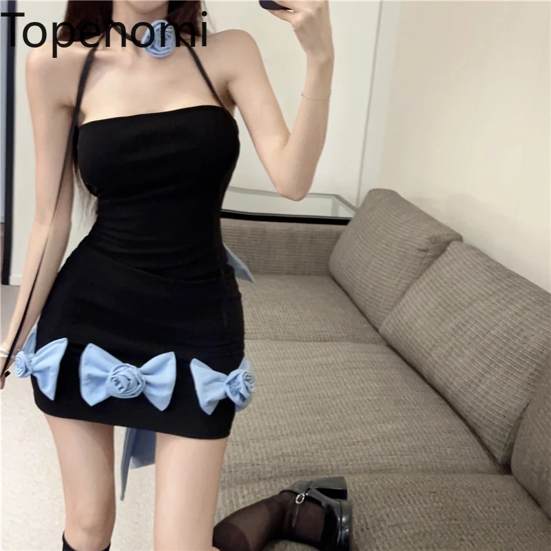 

Topenomi сексуальное Y2k платье-мини на день рождения с бантом женское летнее платье без бретелек с открытой спиной облегающее вечернее платье для выпускного вечера элегантные платья