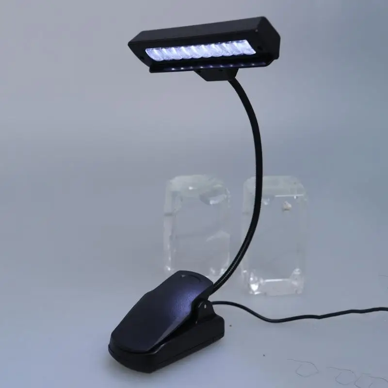 31BA 휴대용 10 LED 클립 조명, 독서, 여행 등을 위해 작동되는 USB 또는 AA 배터리