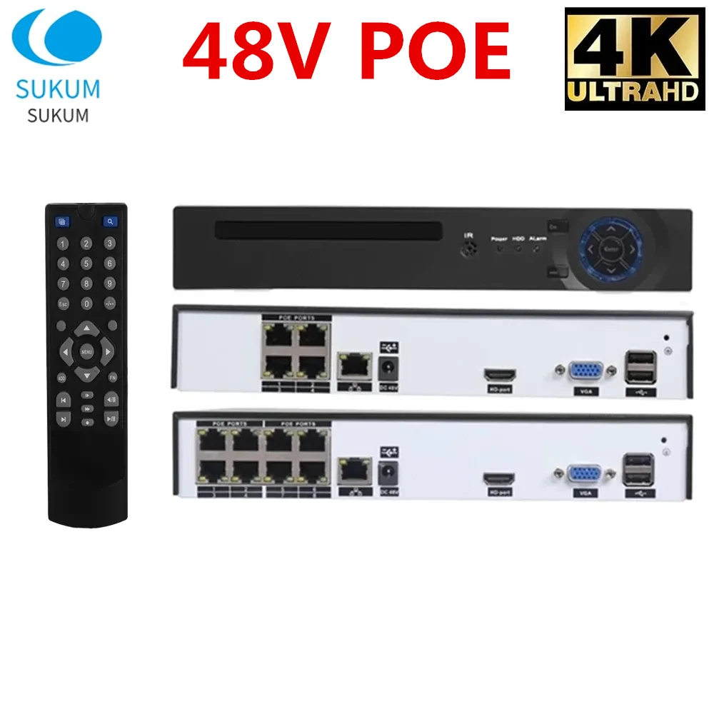 

Сетевой видеорегистратор POE NVR, 8 Мп, 4 канала, 8 каналов, 48 В, XMEye приложение для систем безопасности IP-камер