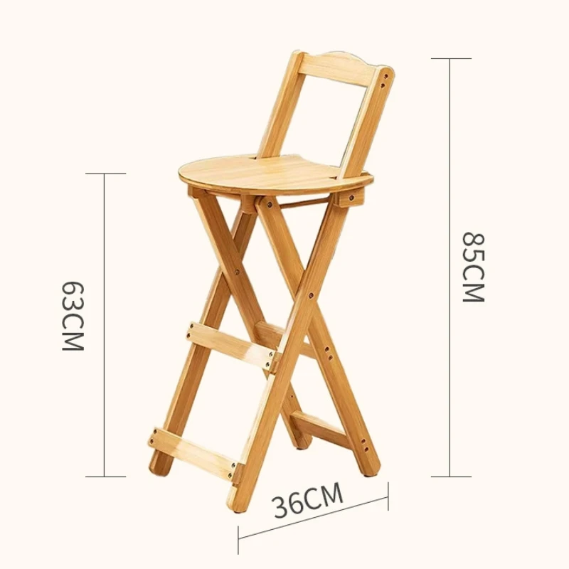 1PC Solid wood simple foldable portable bar chair high stool high-end backrest chair home living room chair coffee shop chair