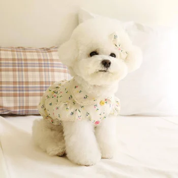 Dog Skirt floral dress with small buttons Exquisite Lace