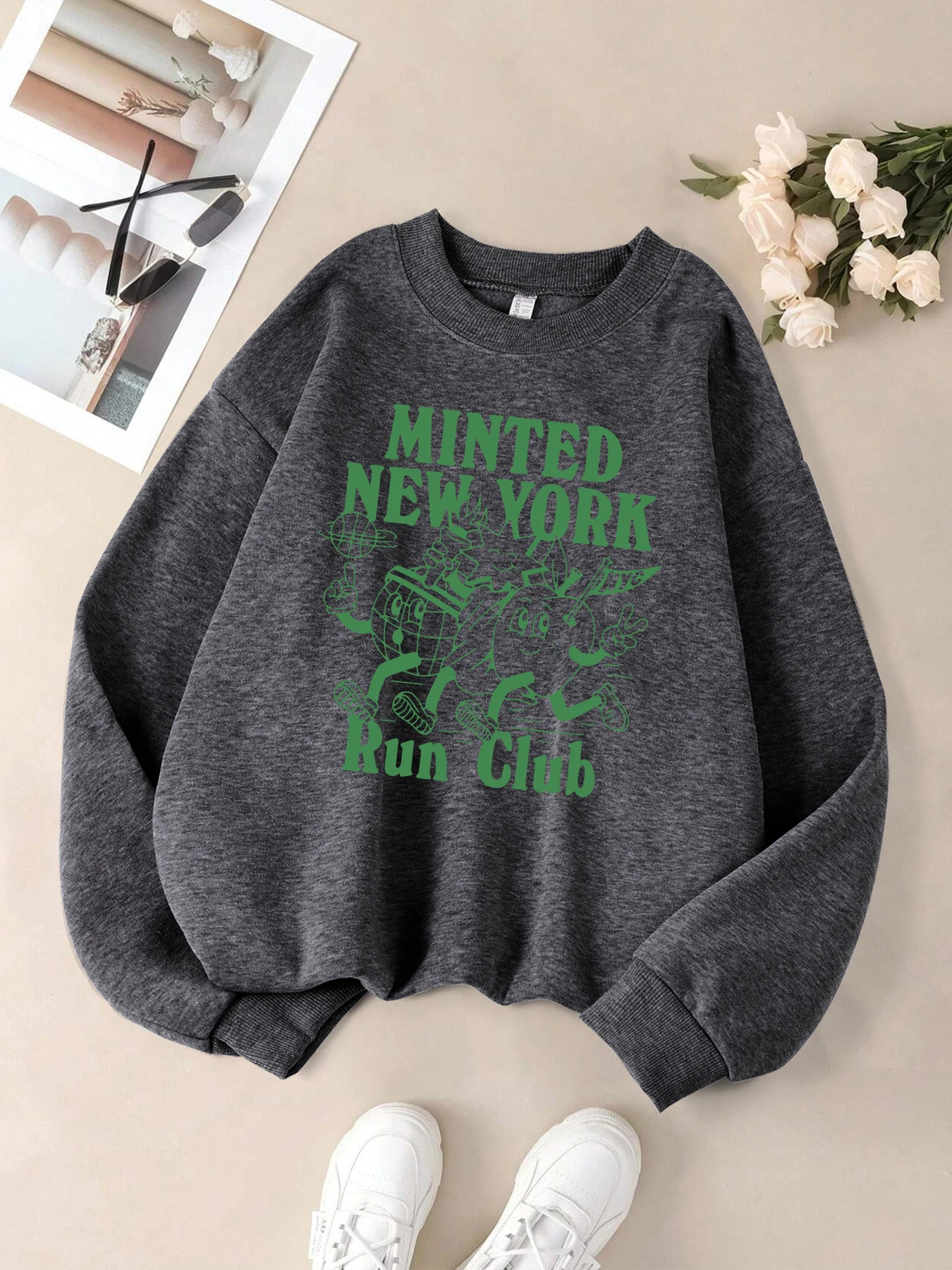 New York Run Club Druck Streetwear Frauen Mehrfarbige Sport Sweatshirts Herbst Casual Sweatshirt Verdicken Y2K Streetwears – Detail 15