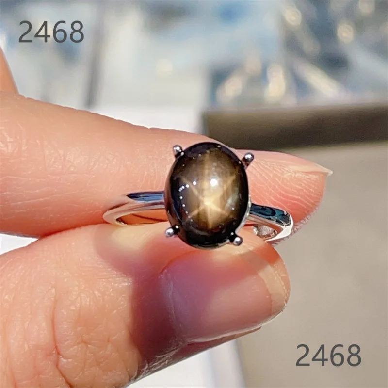 

New natural star sapphire ring, made of real 925 sterling silver, seiko inlay, luxury and elegance