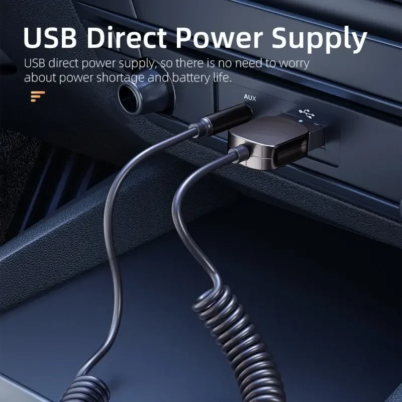 1Pcs Bluetooth Audio Receiver Dongle USB To 3.5mm Jack Car Audio Aux Bluetooth 5.0 Handsfree Kit For Car Receiver BT Transmit