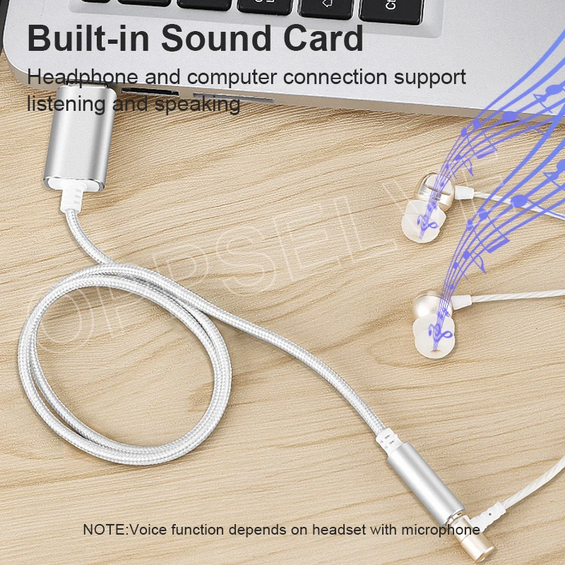 External Sound Card Adapter USB to 3.5 mm Jack Audio Conversion Line For Laptop Speaker Microphone Earphone 2 in 1 Connector