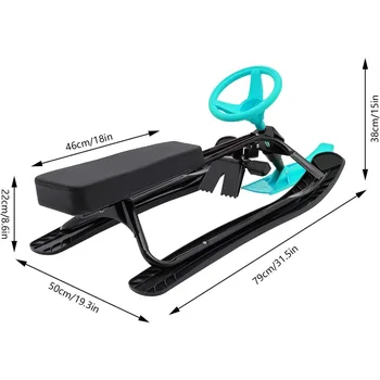 Ski Sled Slider Board with Steering Wheel Twin Brakes Heavy Duty Snow Slider Board for Kids Age 4 & Up Teenagers Adults 4