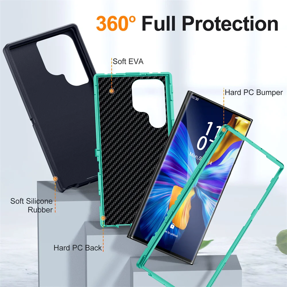 Shockproof Armor Defender Phone Case For Samsung S26 Ultra S24 Plus S23 S22 S21 S20 FE S25 Ultra Hard PC+TPU Stand Protect Cover 4