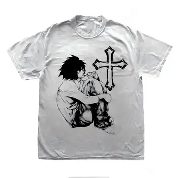 Harajuku Print Cotton Tops Gothic Aesthetic Y2K Top Vintage Short Sleeve T Shirt Skeleton Crucifixion Punk Streetwear Unisex 1