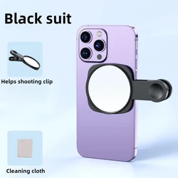 Enhanced Smartphone Camera Lens Selfie Mirror Clip Kit - Perfect for Live Streaming, Photography, Video, and Vlogging (Black)
