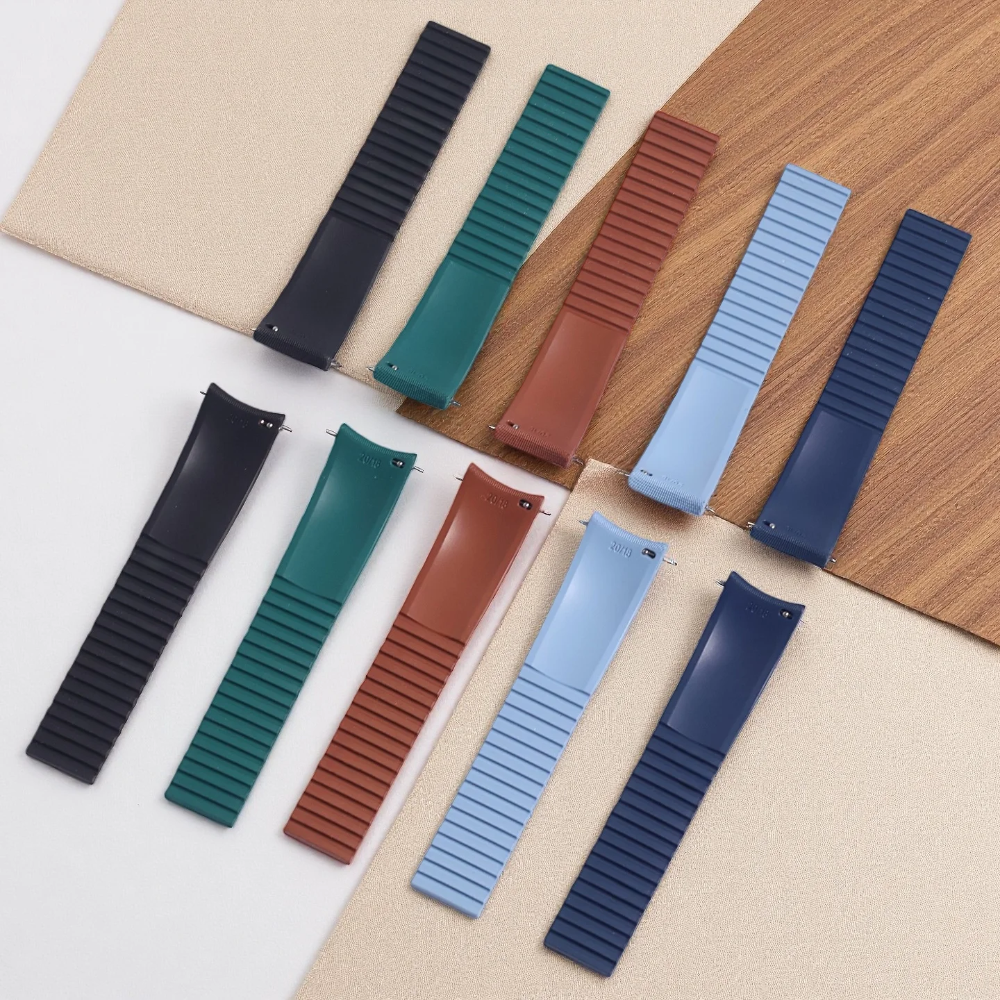 Premium FKM Quick Release Curved End Soft Watch Strap, New Design, 20mm/21mm/22mm