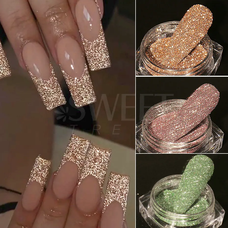12 Colors Reflective Glitter Nail Powder for Manicure Decoration nail powder