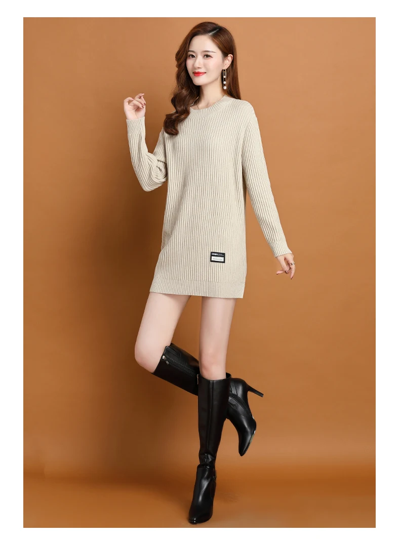 Neue Mittlere Länge Langarm Rundhals Frauen Pullover Neue Pullover Herbst Winter Tops Weibliche Pull Pullover Espero – Detail 20