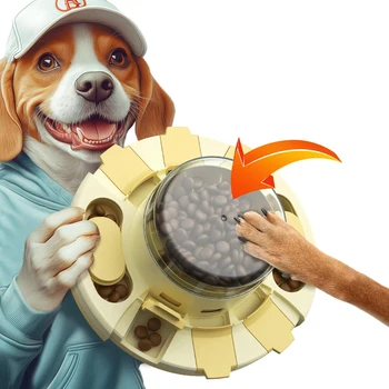 Dog Puzzle Toys w/Button Mind Games Level 2 in 1 Food Dispenser Slow Feeder