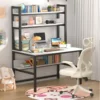 Study Desk for Bedroom, 47" Gaming Desk with Hutch and Bookshelf, White Teen Desk Study Table for Space Saving 1