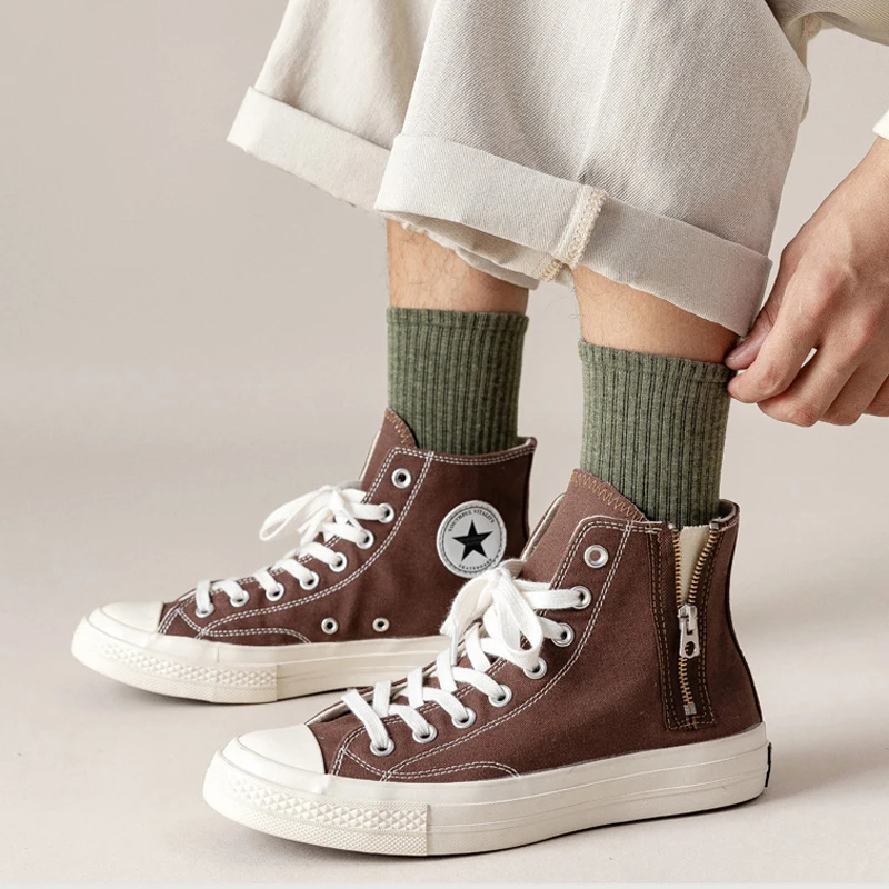 HSS 95% Combed Cotton Socks Men Business Dress Long Socks Casual Solid Color Spring Summer Black White Unisex Socks Comfortable Best Sellers In Accessories