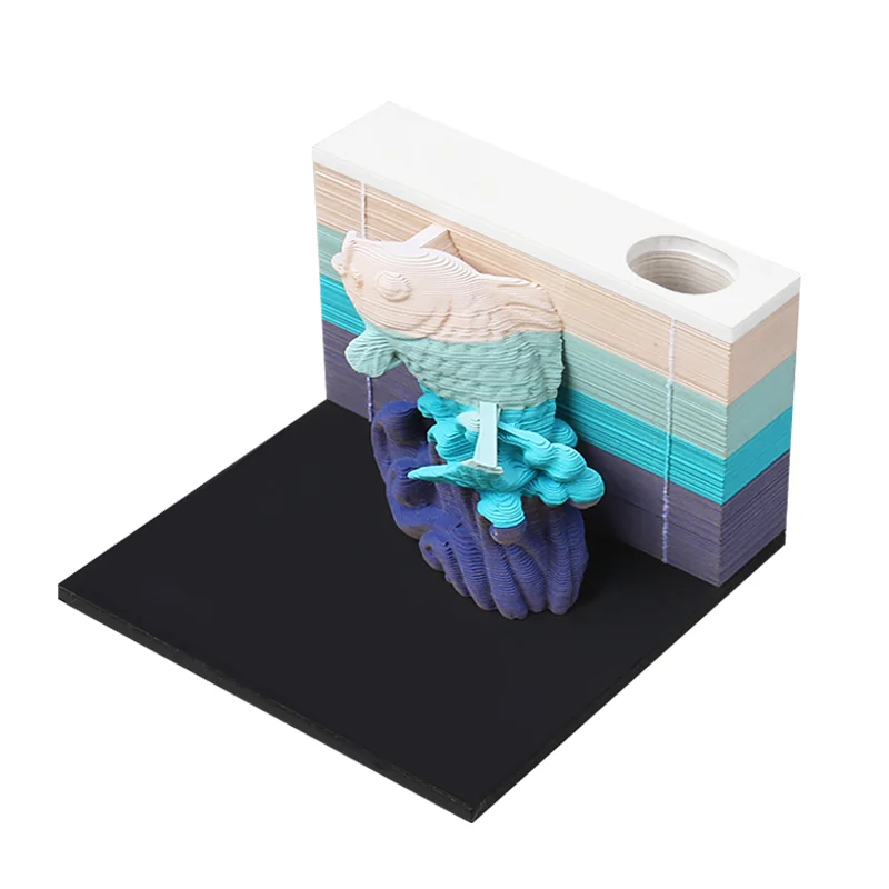 Omoshiroi Block 3d Notepad 155sheets Kawaii Koi 3d Memo Pad Custom Non Adhesive Note Cube With Pen Hole Birthday Holiday Gift Party Favors Aliexpress