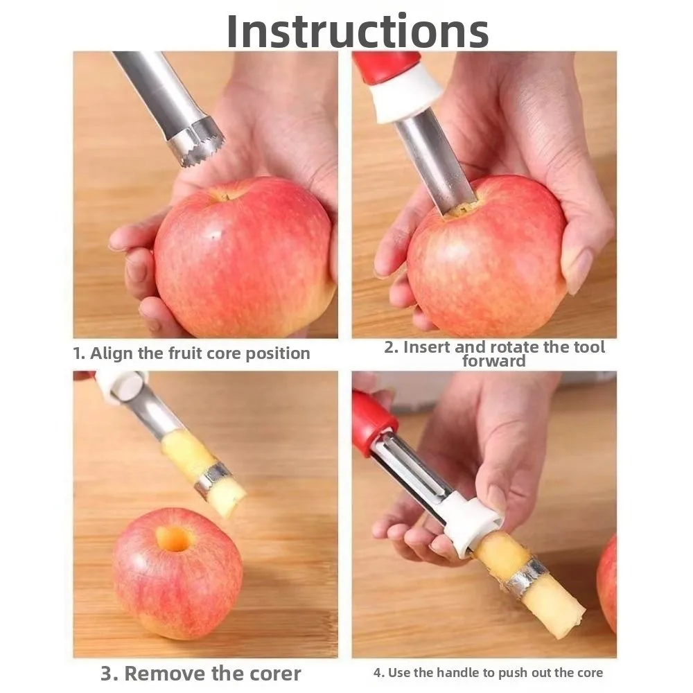 2 in 1 Fruit Core Remover Stainless Steel Rust-proof Fruit Peeler Anti Slip Handle Anticorrosive Fruit Pitter Pear