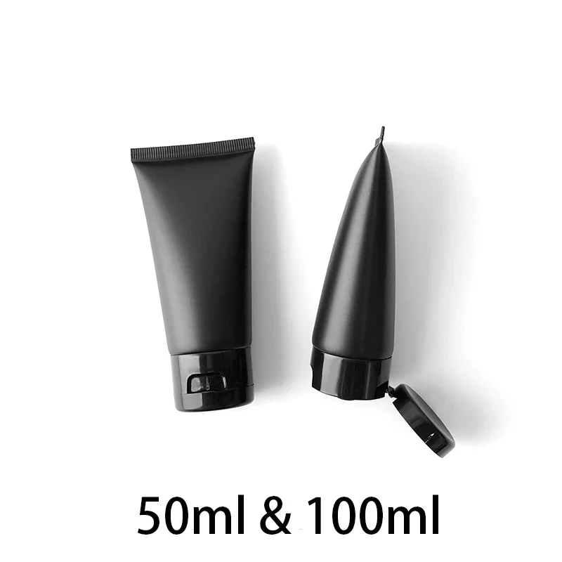 50ml 100ml Matte Black Plastic Squeeze Bottle Empty Cosmetics Container Cream Body Lotion Travel Packaging Refillable Soft Tube