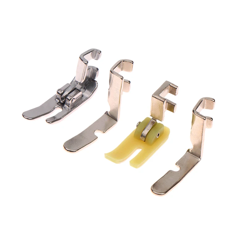 4Pcs Old Sewing Machine Zipper Presser Foot Set (Iron Presser Foot Plastic Foot Left Hole And Right Hole Single Side)