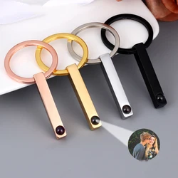 Personalized Photo Projection Key Chain Love 3D Bar Custom Picture Keyring for Women Men Memory Birthday Christmas Gift