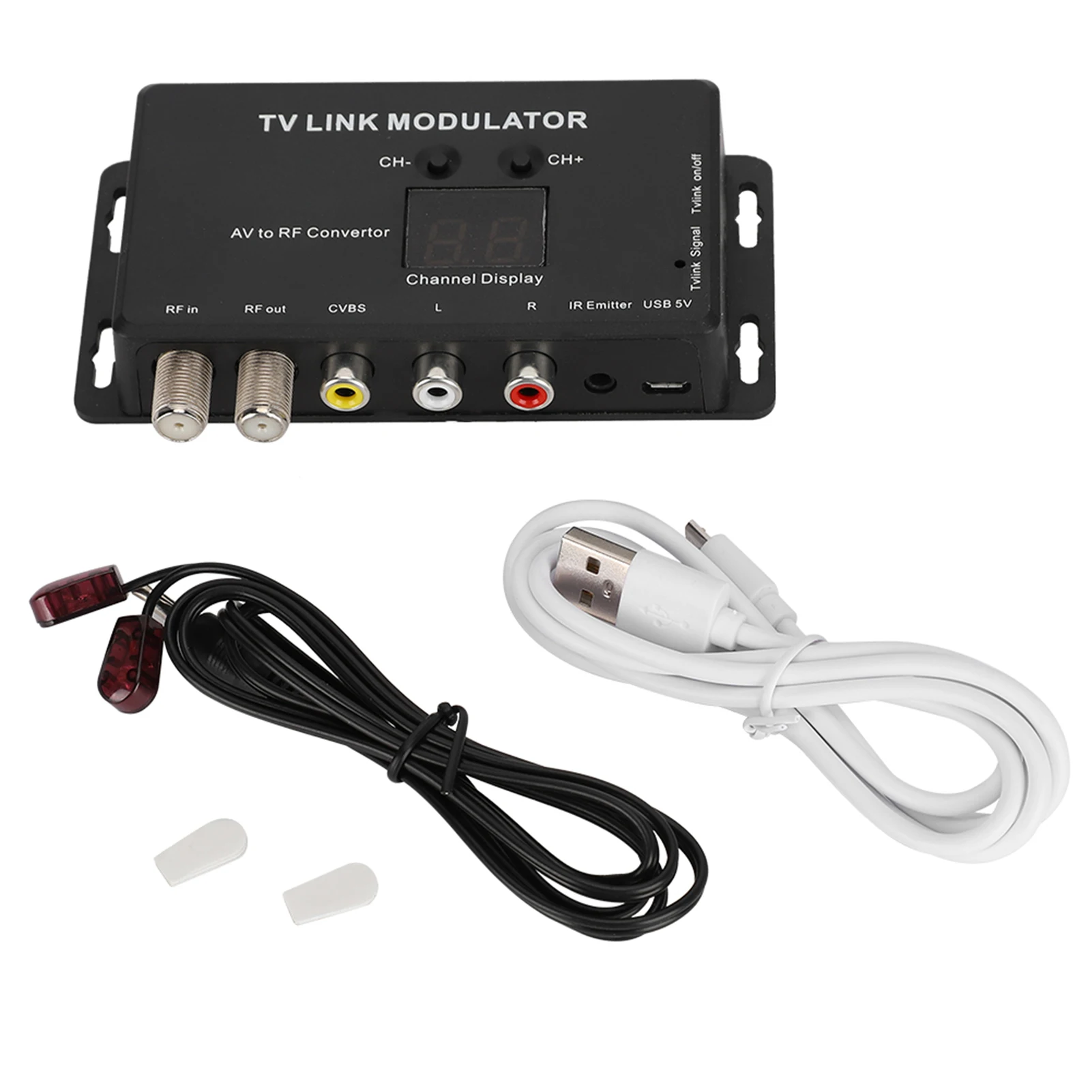 TM70 UHF TV LINK Modulator AV to RF Converter IR Extender Channel Display USB 5V