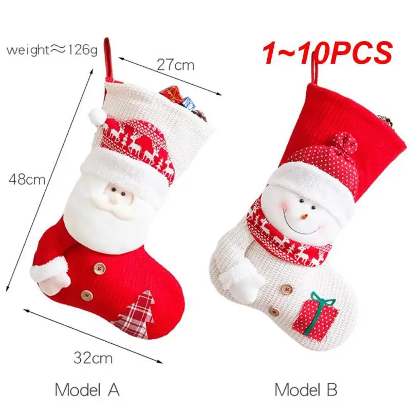 

1~10PCS Christmas Stocking Santa Gift Bag Christmas Socks Ornaments Christmas Decorations For Home Noel Decor Navidad New Year