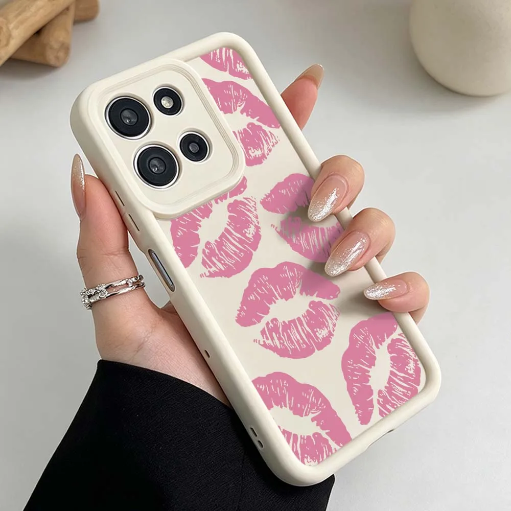 Cute Pink Lip Print Eye Ladder Phone Case Cover