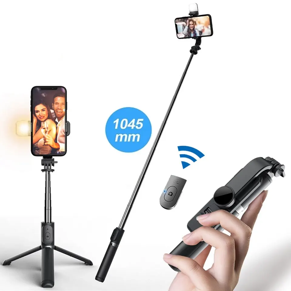 Mini Selfie Stick Led Fill Light Bluetooth Tripode Para Movil Lamp Phone  Stand Portabl Con Luz Palo Extensible Video Stojak - AliExpress