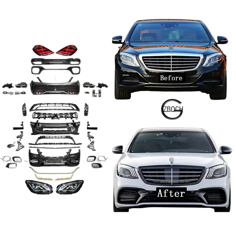 Facorty price for MercedesS-class W222 2014-2020 Upgrade S63 AMG Bodykit grille Side skirt Headlights Front car bumpers custom 14 20 third generation fit gk5 gp5 modified large surround rs front and rear bumpers carbon fiber hood grille