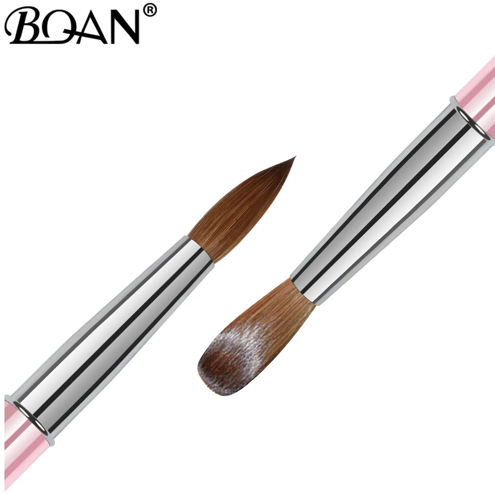 BQAN Pink Kolinsky Acrylic Nail Brush Set 3D Pure Handmade Nail Brushes For Acrylic Application Professional Nail Art Brush 3