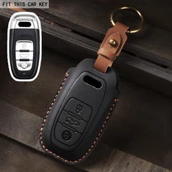 Premium Leather Car Key Case Cover - Sleek and Durable Protection (Black)