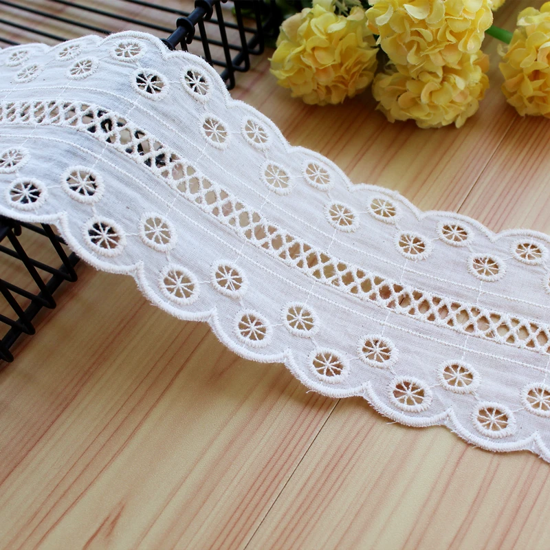 Sustainable Cotton Wave Lace Trim in Off White Beige - 2 Yards