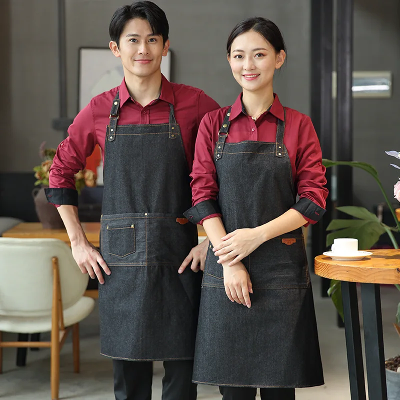 C825 Kitchen Aprons for Woman Men Chef Work Aprons Painting Apron Manicure Wear Chef Uniform