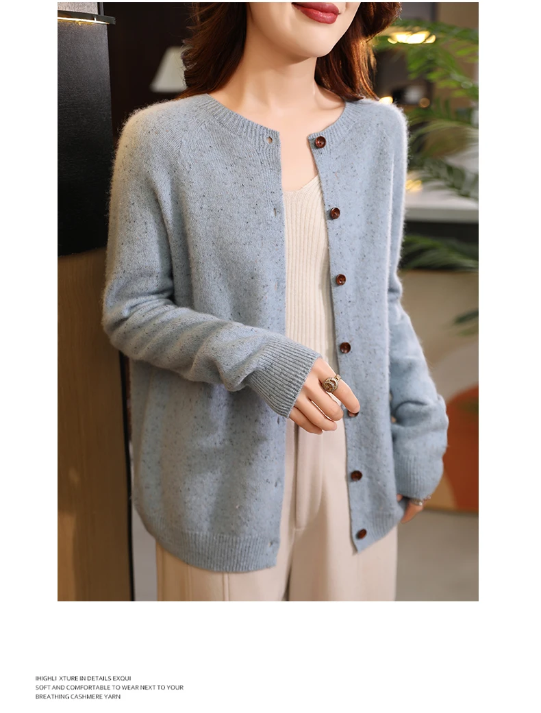 100 % Wolle Strickjacke Frauen Pullover Runde-kragen Gestrickte Fit Mode Einreiher Mantel 2024 Winter Neue Tops – Detail 21