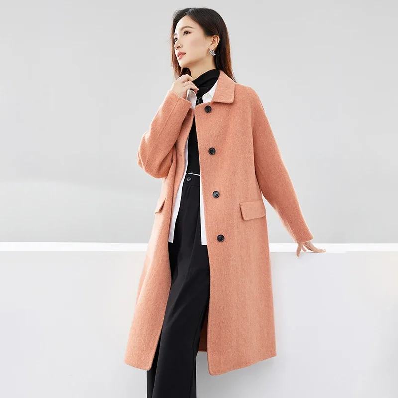 SENTUBILA Double-faced Woolen Long Jacket For Women 2025