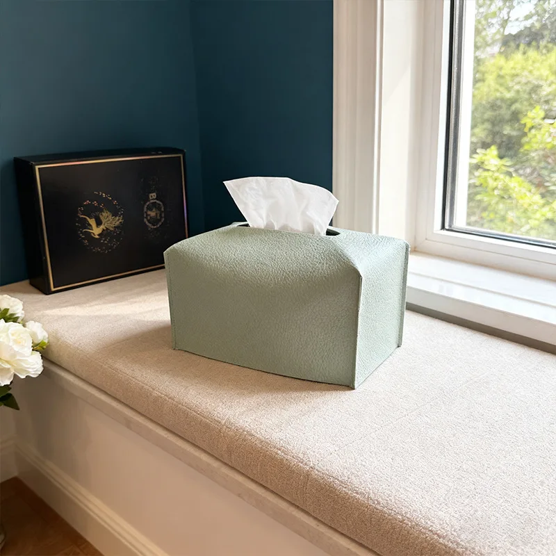 Tissue Box Cover, Refined Modern PU Leather Square Holder，Decorative Holder/Organizer For Bathroom Vanity Countertop