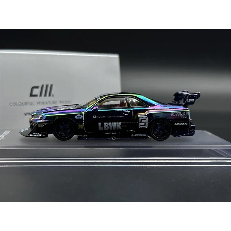 다이캐스트 자동차 모델 컬렉션 교체 휠, 슈퍼 실루엣 눈부신 크롬 색상, CM 1:64 LBWK GTR R34 ER34