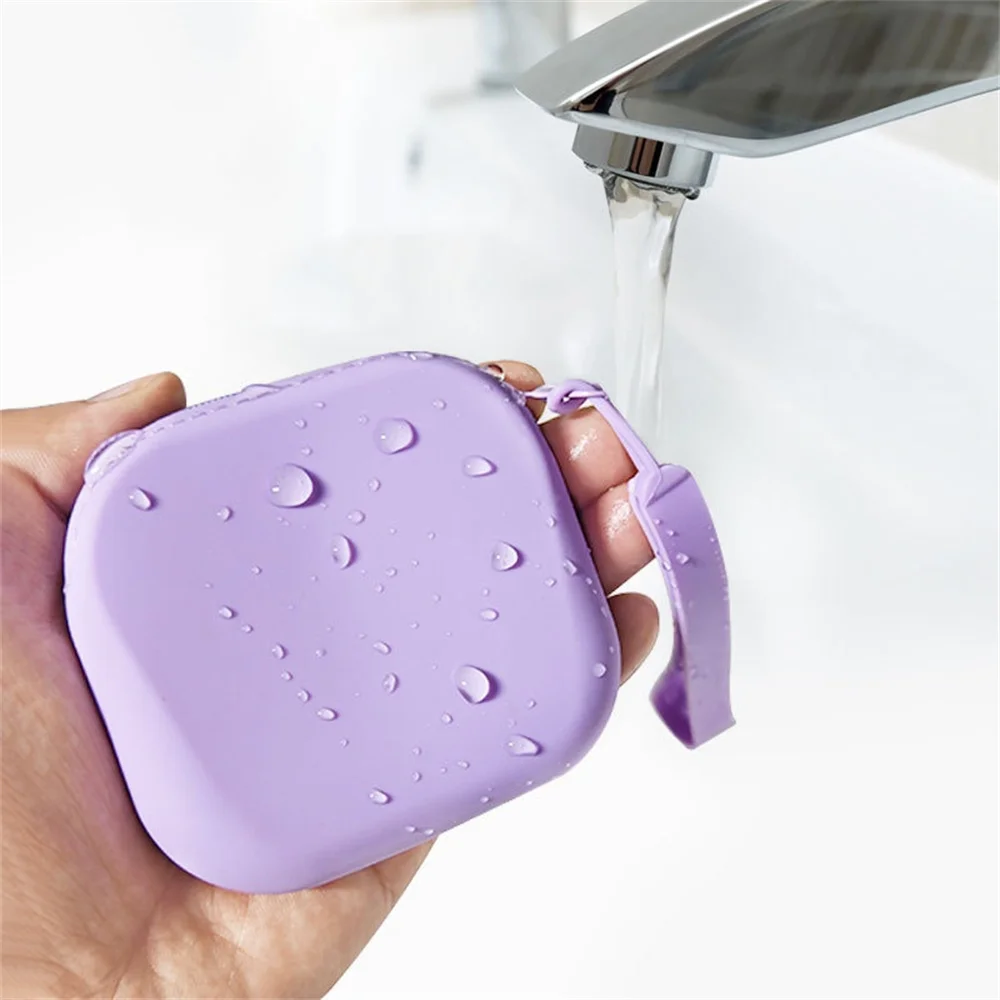 Coin Purse Coin Wallet 1PC Zipper Wallets Headphone Bag Mini Silicone Coin Purse Keychain Money Bag Solid Color Waterproof Women Girls Headset Handbag