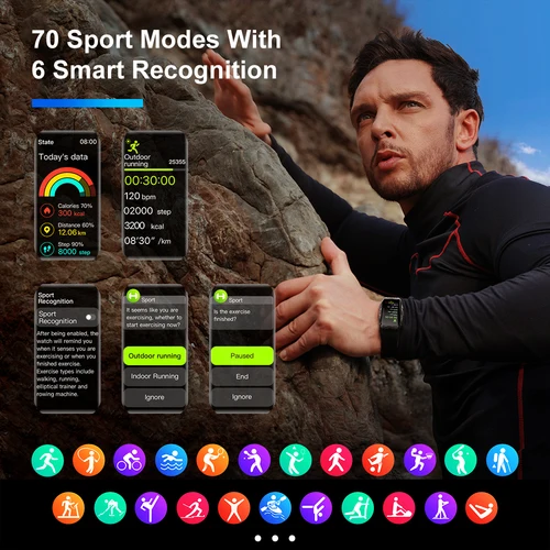 KOSPET TANK X1 견고한 3D AMOLED 디스플레이 Android 용 Smartwatch IOS Ftiness 시계 10ATM IP69K 피트니스 트래커 남성용 스마트 시계 3