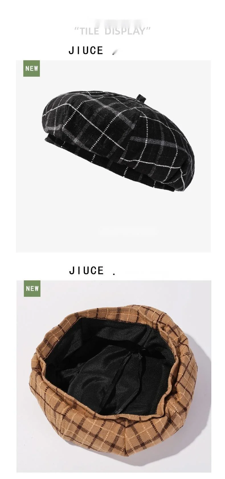 Plaid Beret Hat For Women British Retro Style Woolen Painter Cap_voghion.com