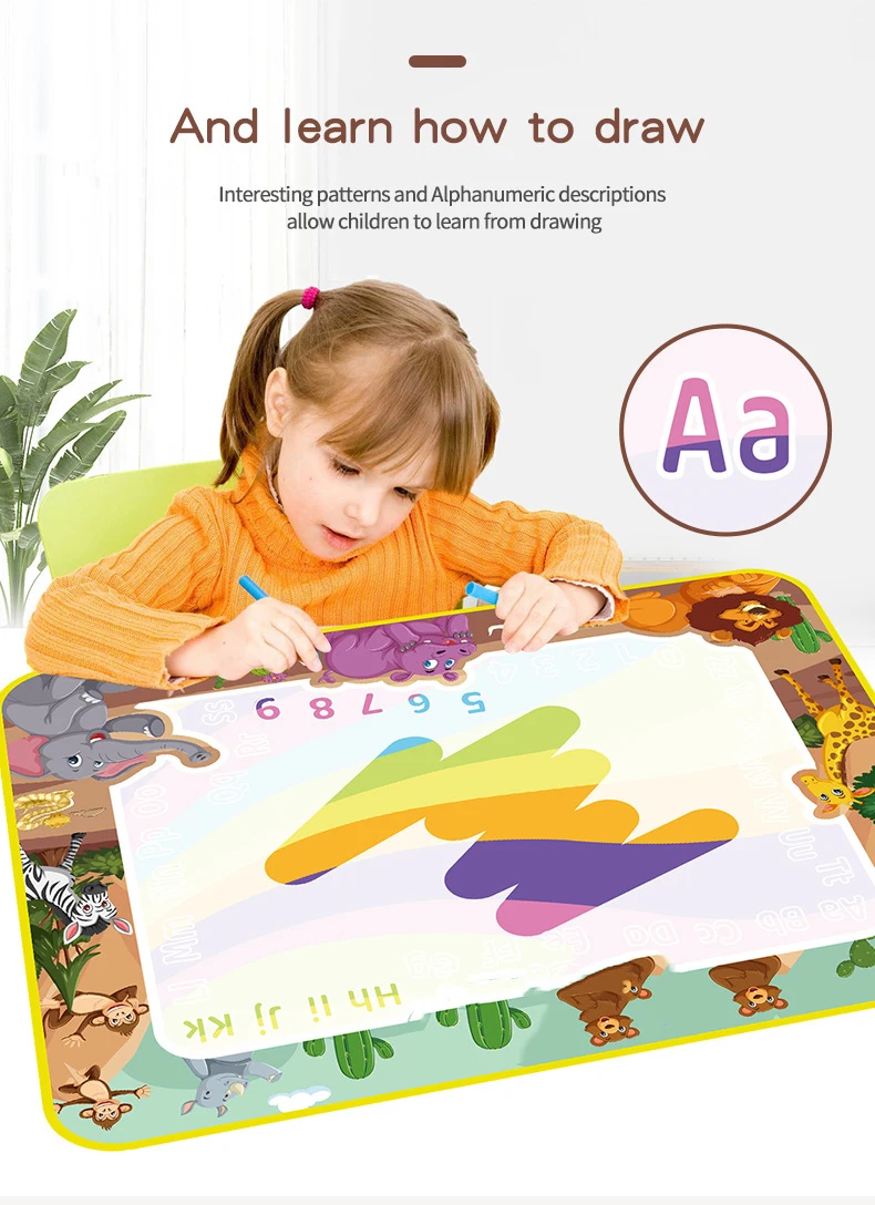 Large Size Water Drawing Mat Aqua Doodle Magic Mat with Pens Montessori Toy  Painting Board Mess Free Educational Toy Set for Kid - AliExpress