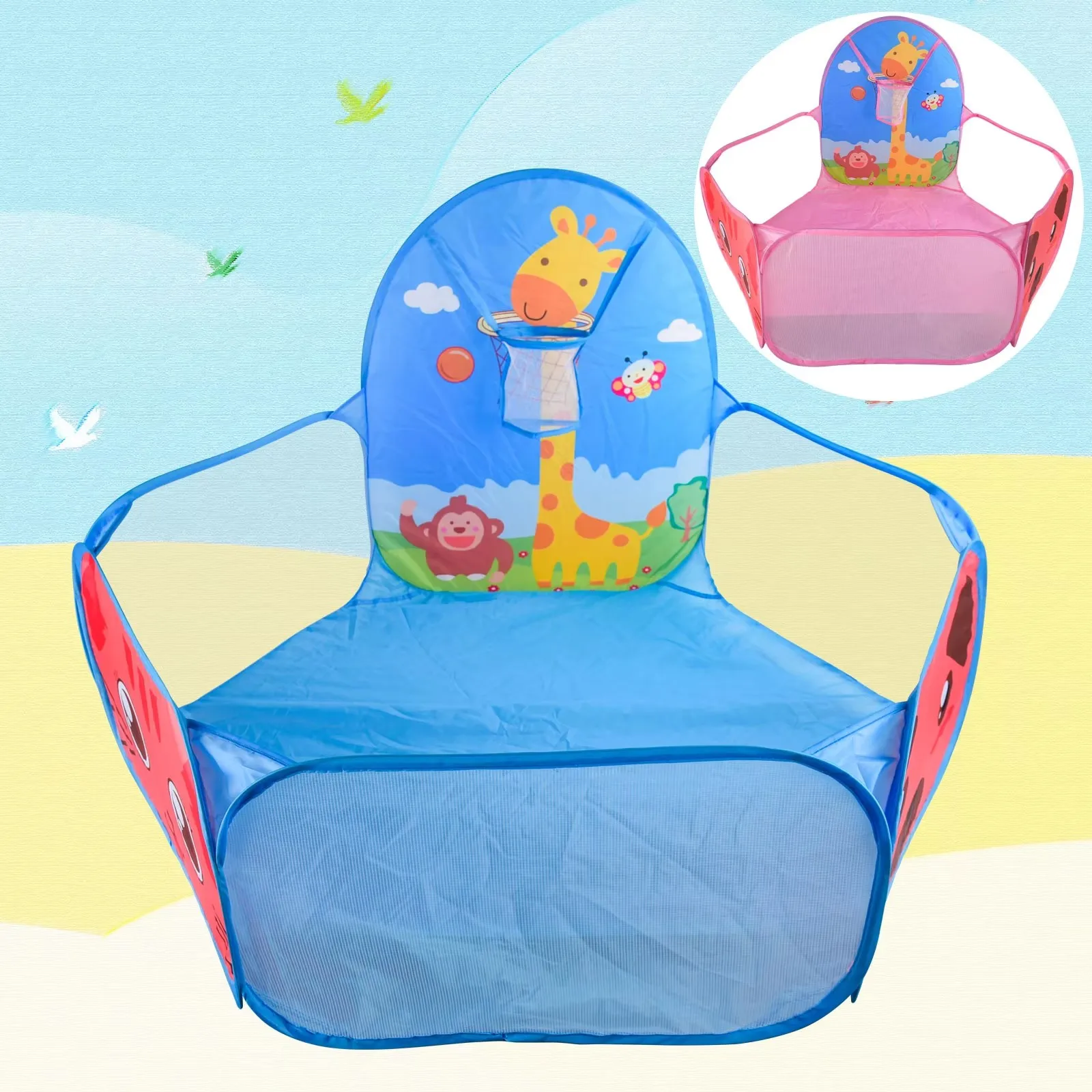 Curved Deer Cartoon Pattern Children's Ocean Wave Pool, Foldable Indoor And Outdoor Portable Toys